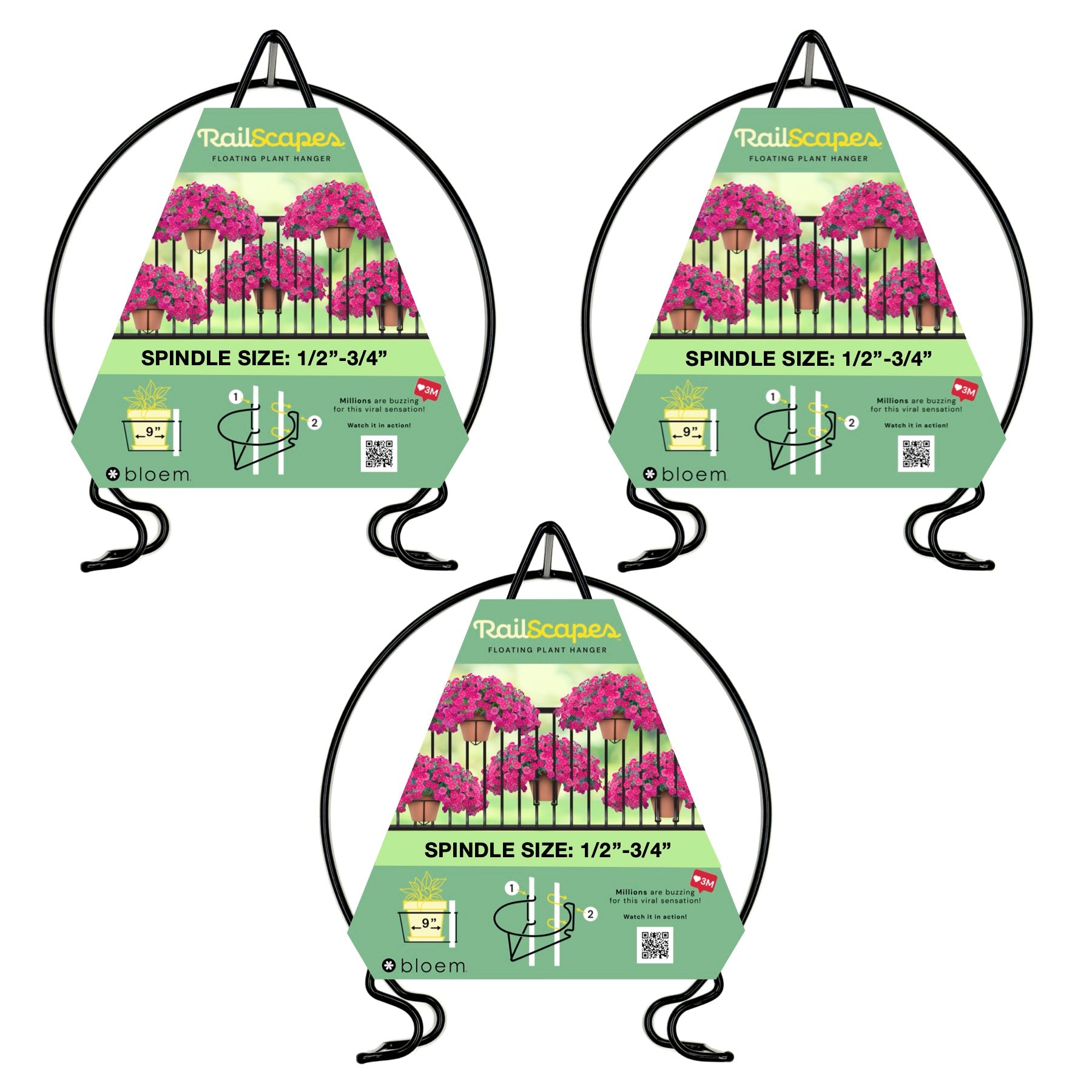 plant traps for indoor stairs 3-PACK of RailScapes Plant Clips